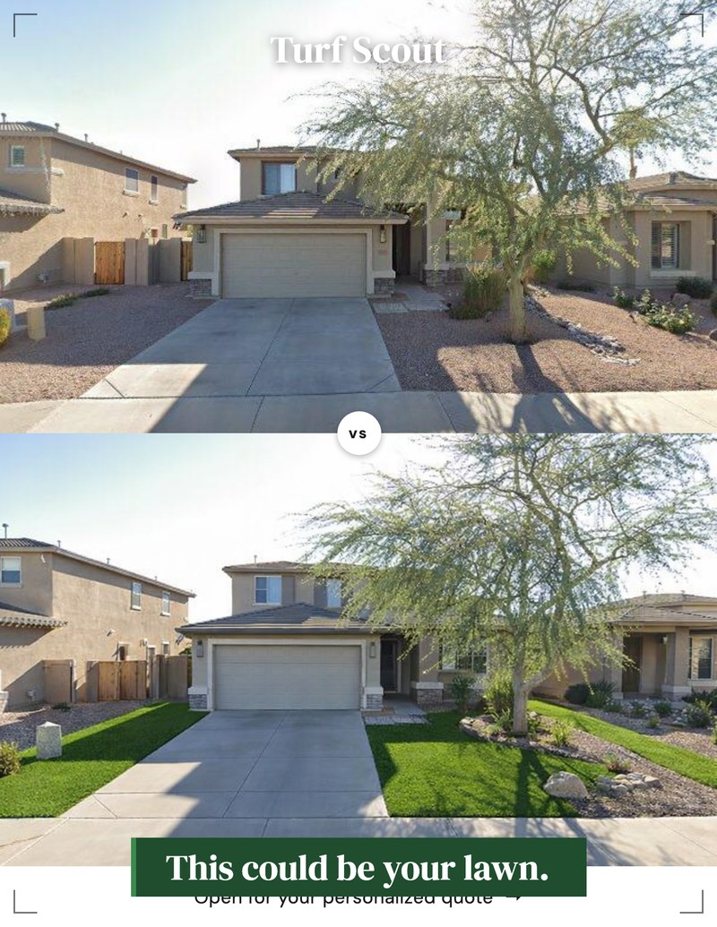 An actual Rendaero postcard showing one property's before and after